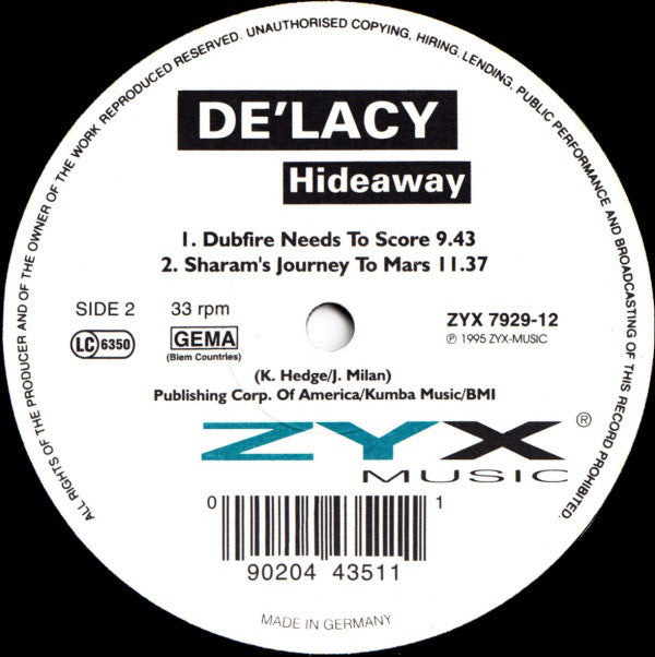 De'Lacy : Hideaway (12")