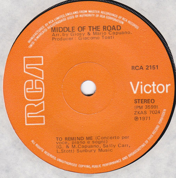 Middle Of The Road : Soley Soley (7", Single)