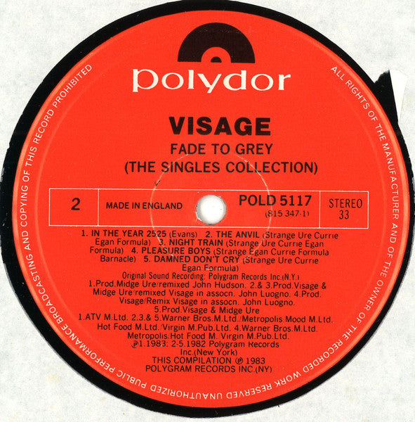 Visage : Fade To Grey (The Singles Collection)  (LP, Comp)