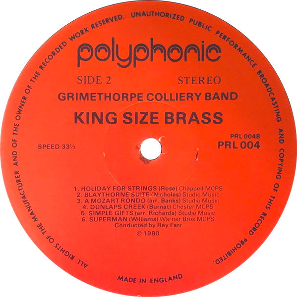 The Grimethorpe Colliery Band, Ray Farr : King Size Brass (LP)