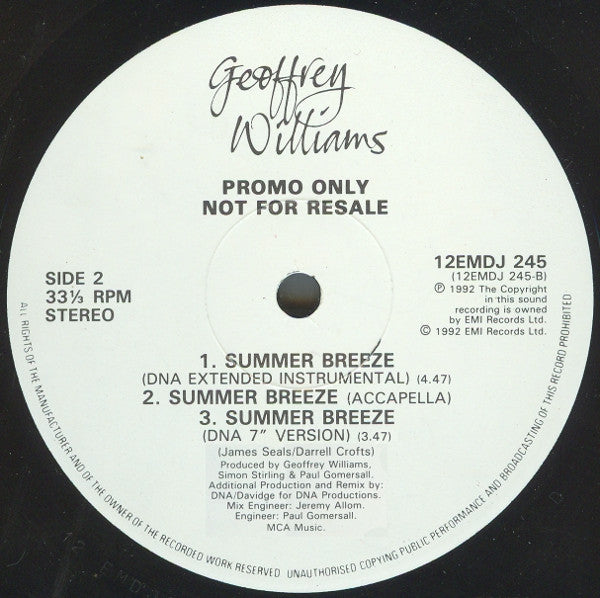 Geoffrey Williams : Summer Breeze (12", Promo)