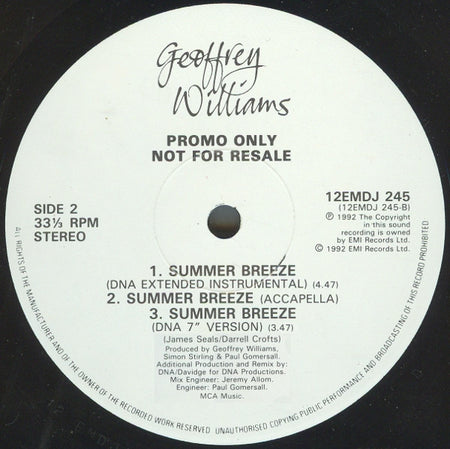 Geoffrey Williams : Summer Breeze (12", Promo)