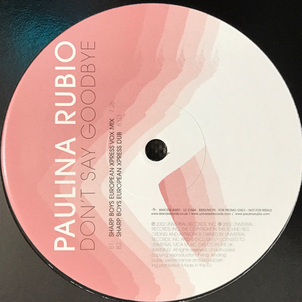 Paulina Rubio : Don't Say Goodbye (12", Promo)