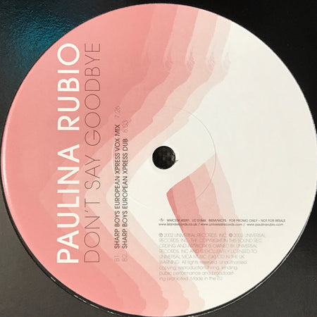 Paulina Rubio : Don't Say Goodbye (12", Promo)