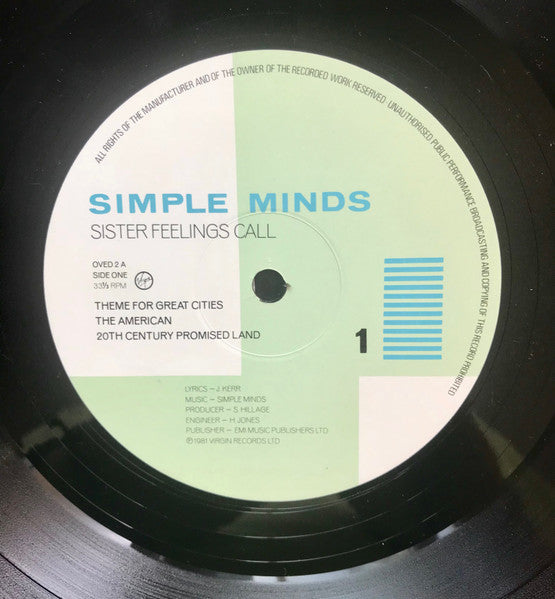 Simple Minds : Sister Feelings Call (LP, Album)