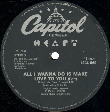 Heart : All I Wanna Do Is Make Love To You (12")