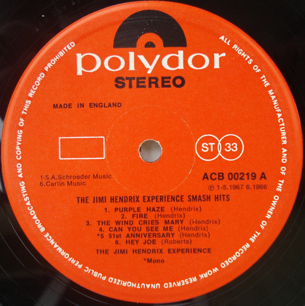 Jimi Hendrix Experience* : Smash Hits (LP, Comp, Club, RE)