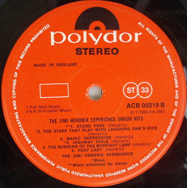 Jimi Hendrix Experience* : Smash Hits (LP, Comp, Club, RE)