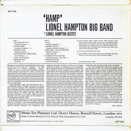 Lionel Hampton : Hamp (LP, Album, RE)