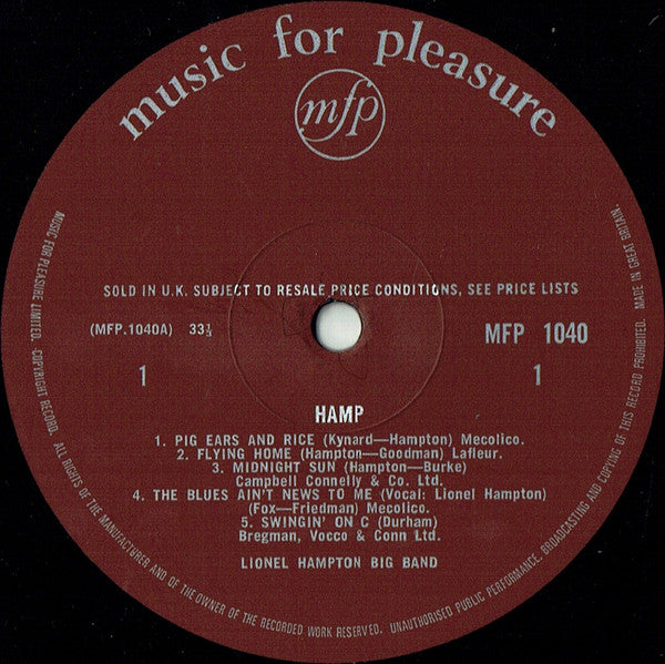 Lionel Hampton : Hamp (LP, Album, RE)