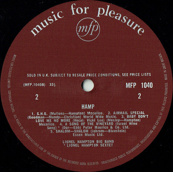 Lionel Hampton : Hamp (LP, Album, RE)