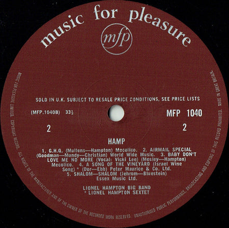 Lionel Hampton : Hamp (LP, Album, RE)
