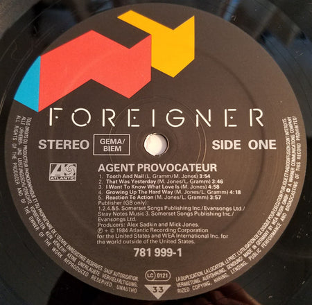 Foreigner : Agent Provocateur (LP, Album, Emb)