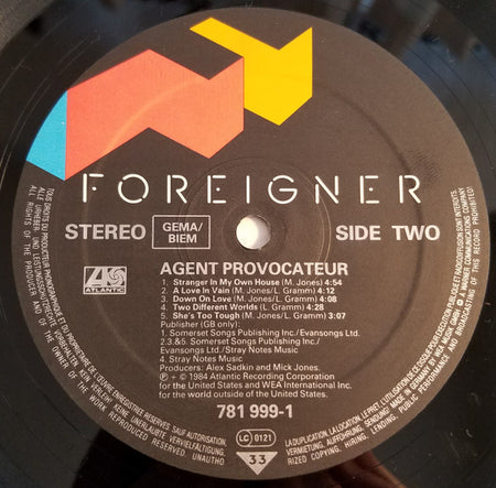 Foreigner : Agent Provocateur (LP, Album, Emb)