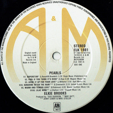 Elkie Brooks : Pearls (LP, Album, Comp, CBS)