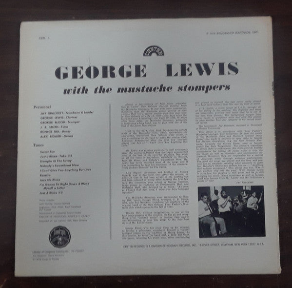 George Lewis (2) With The Mustache Stompers : George Lewis With The Mustache Stompers (LP, RE)