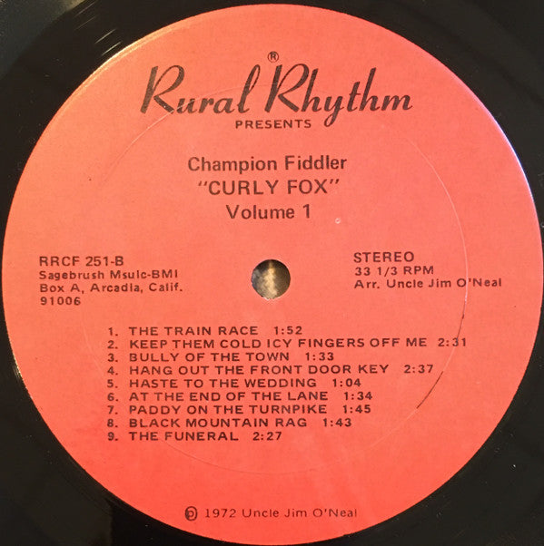Curly Fox : Champion Fiddler Volume 1 (LP, Album)