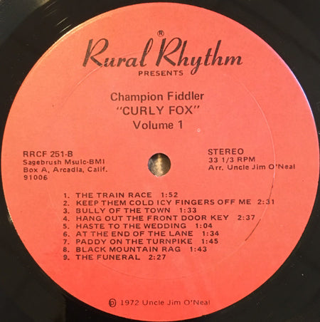 Curly Fox : Champion Fiddler Volume 1 (LP, Album)