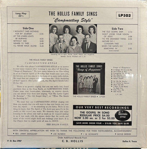 The Hollis Family : The Hollis Family Sings "Campmeeting Style" (LP)