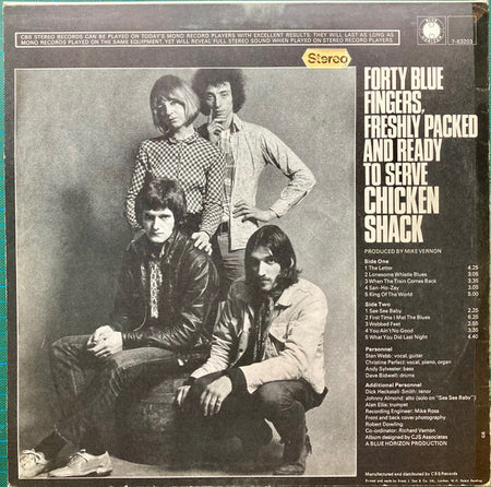 Chicken Shack : Forty Blue Fingers, Freshly Packed And Ready To Serve (LP, Album)