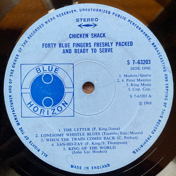 Chicken Shack : Forty Blue Fingers, Freshly Packed And Ready To Serve (LP, Album)