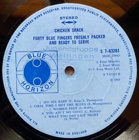 Chicken Shack : Forty Blue Fingers, Freshly Packed And Ready To Serve (LP, Album)