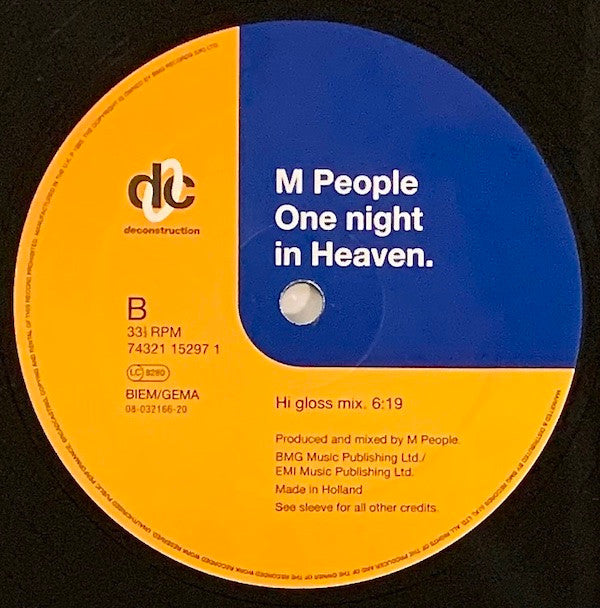 M People : One Night In Heaven (12", Maxi)