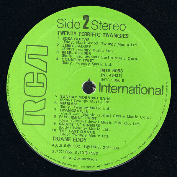 Duane Eddy : Twenty Terrific "Twangies" (LP, Comp)