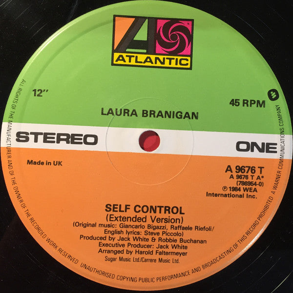 Laura Branigan : Self Control (Full Length Version) (12", Single, PRS)
