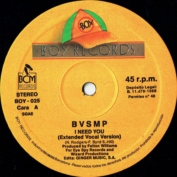 B.V.S.M.P. : I Need You (12")