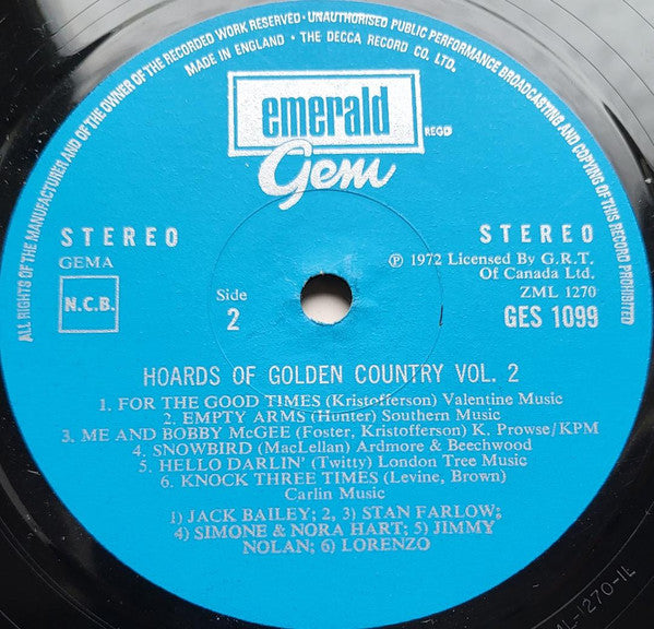 Various : Hoards Of Golden Country Vol. 2 (LP, Album, Comp)