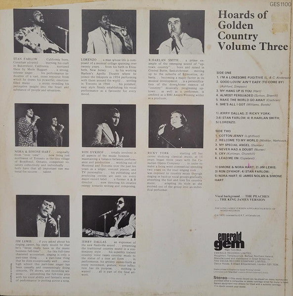 Various : Hoards Of Golden Country Vol. 3 (LP, Album, Comp)