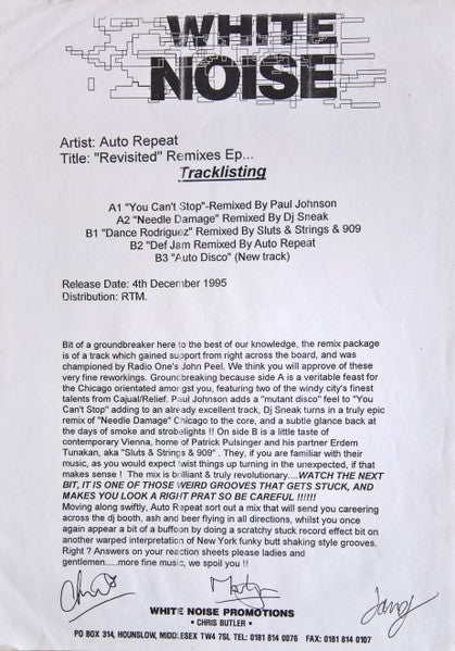Auto Repeat : Revisited Remixes EP (12", Promo)