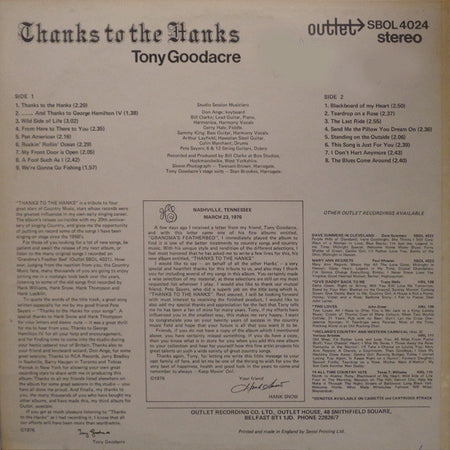 Tony Goodacre : Thanks To The Hanks (LP, Album)