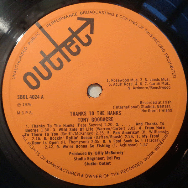 Tony Goodacre : Thanks To The Hanks (LP, Album)