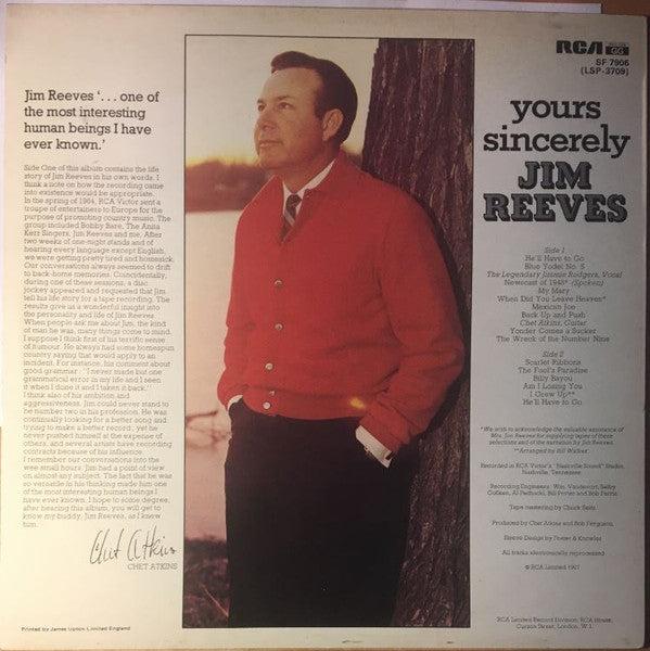 Jim Reeves : Yours Sincerely (LP, Album)