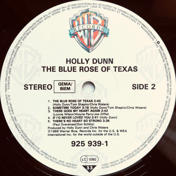 Holly Dunn : The Blue Rose Of Texas (LP, Album)