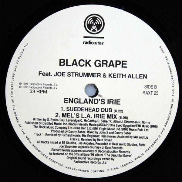 Black Grape Feat. Joe Strummer & Keith Allen : England's Irie (12", Single)