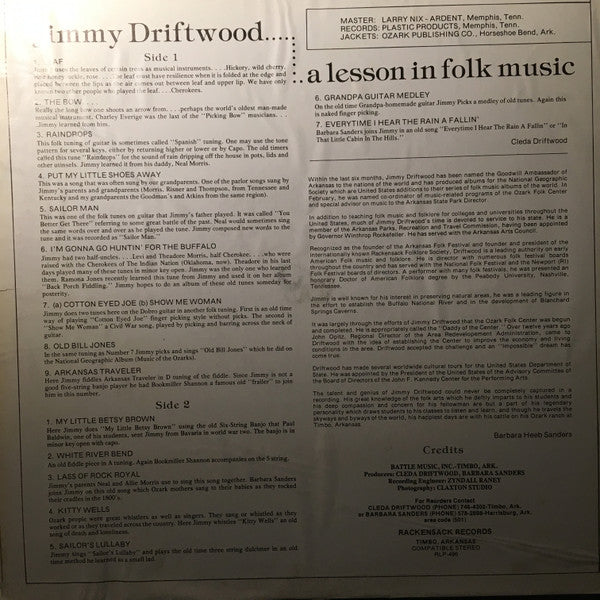Jimmy Driftwood : A Lesson In Folk Music (LP, Album)
