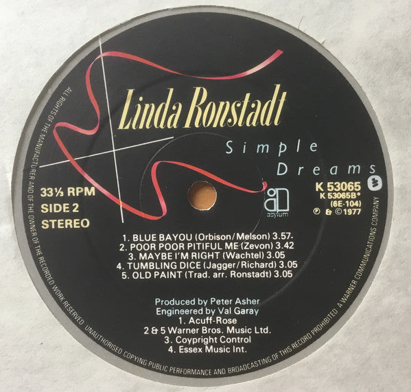 Linda Ronstadt : Simple Dreams (LP, Album, Gat)