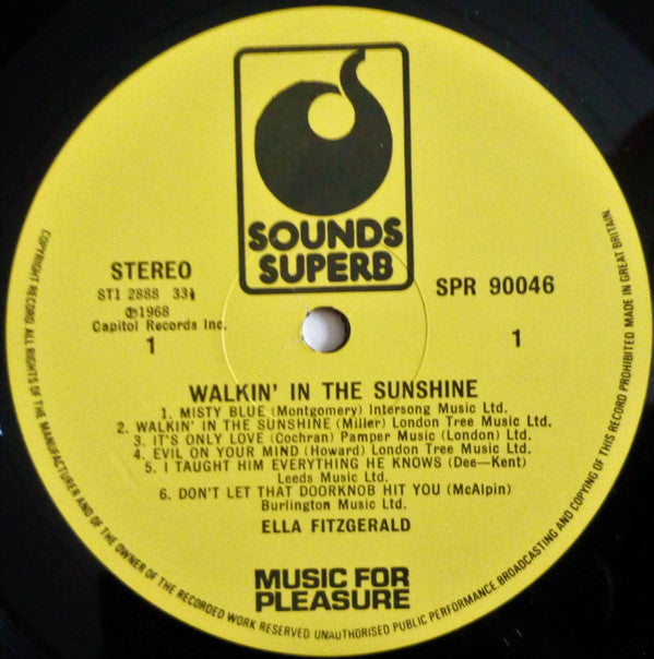 Ella Fitzgerald : Walkin' In The Sunshine (LP, Album, RE)