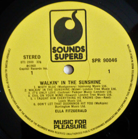 Ella Fitzgerald : Walkin' In The Sunshine (LP, Album, RE)