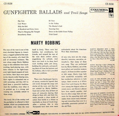 Marty Robbins : Gunfighter Ballads And Trail Songs (LP, Album, RE, San)