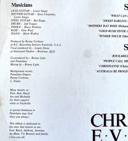 Christine Evans (4) : Tender Touch (LP, Album)