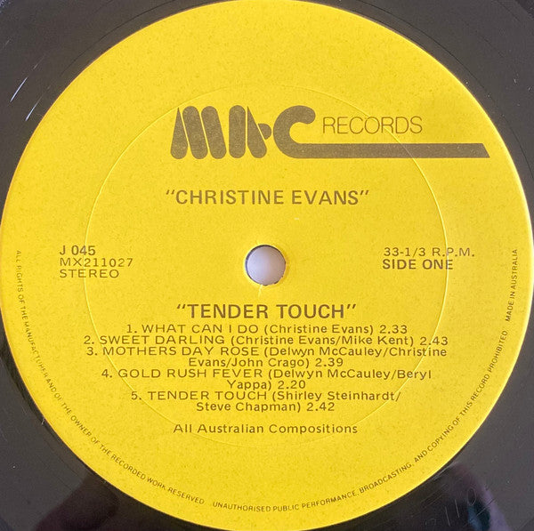 Christine Evans (4) : Tender Touch (LP, Album)