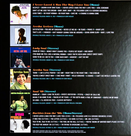 Aretha Franklin : Atlantic Records 1960s Collection (Box, Comp + LP, Mono, RE + LP, Mono, RE + LP, RE +)