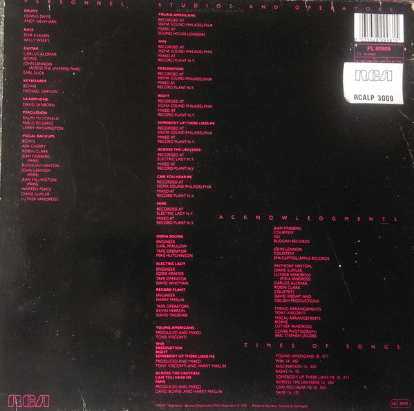 David Bowie : Young Americans (LP, Album, RE)