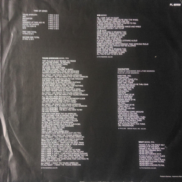 David Bowie : Young Americans (LP, Album, RE)