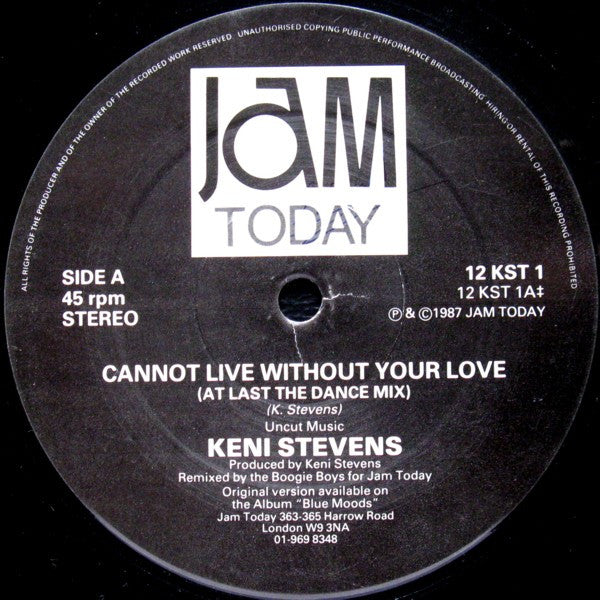 Keni Stevens : Cannot Live Without Your Love (12")