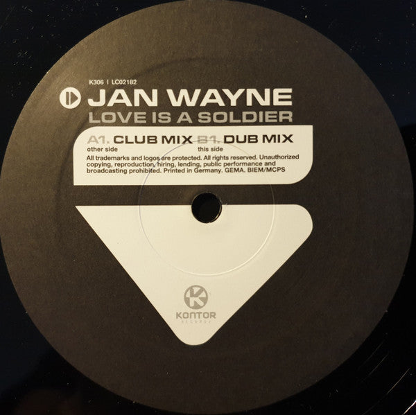 Jan Wayne : Love Is A Soldier (12")